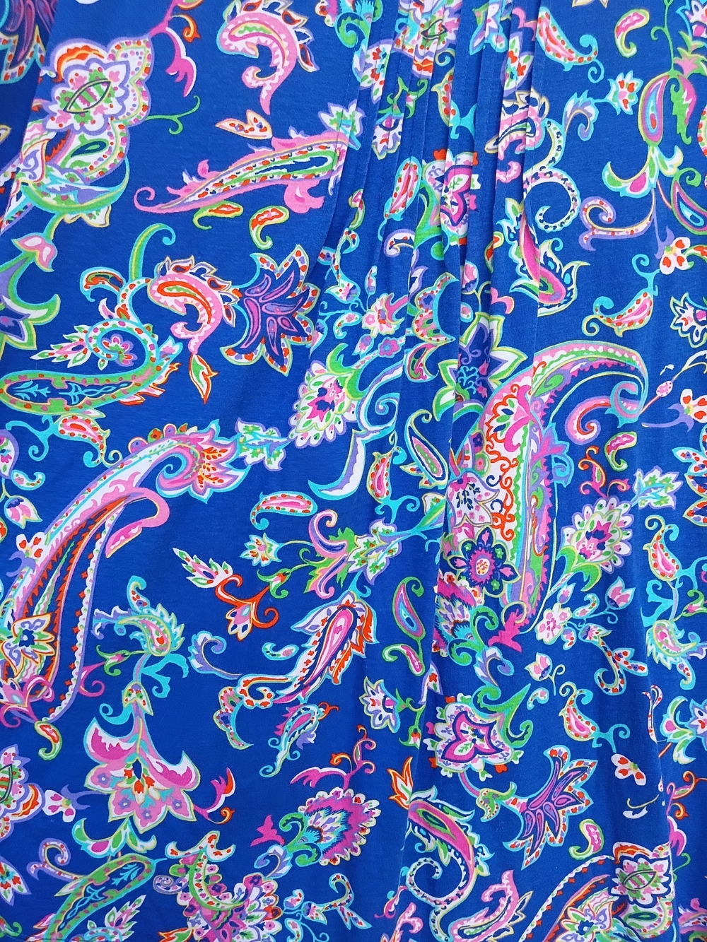 Lauren Ralph Lauren Royal Blue Paisley Midi Dress with Pink & Green Accents - Picture 7 of 8
